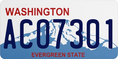 WA license plate ACO7301
