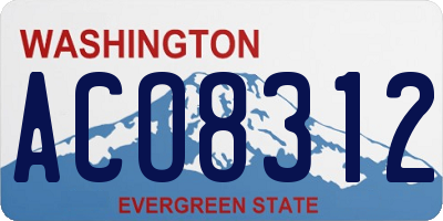 WA license plate ACO8312