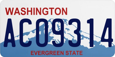 WA license plate ACO9314