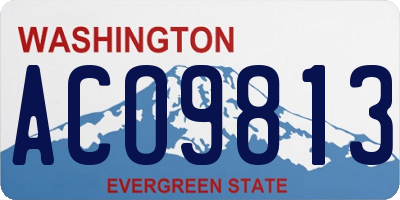 WA license plate ACO9813