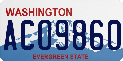 WA license plate ACO9860