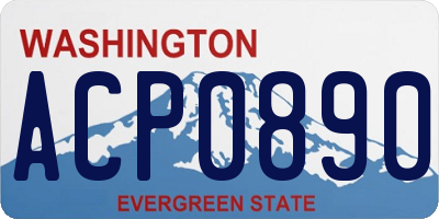 WA license plate ACP0890