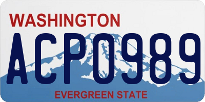 WA license plate ACP0989