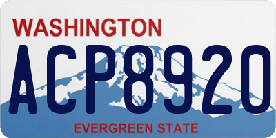 WA license plate ACP8920