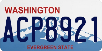WA license plate ACP8921