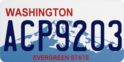WA license plate ACP9203