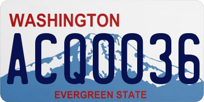 WA license plate ACQ0036