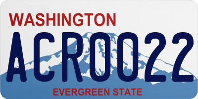 WA license plate ACR0022