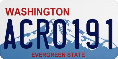 WA license plate ACR0191
