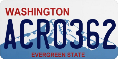 WA license plate ACR0362