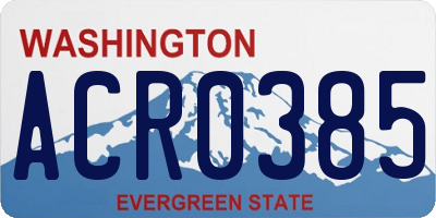 WA license plate ACR0385