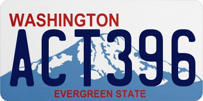 WA license plate ACT396