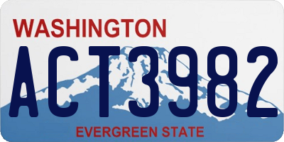 WA license plate ACT3982