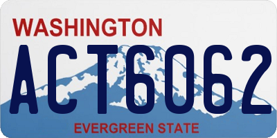 WA license plate ACT6062