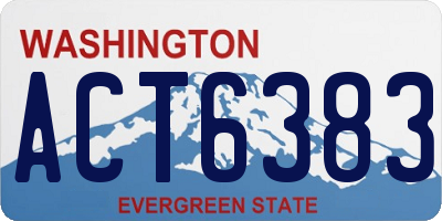 WA license plate ACT6383