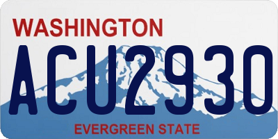 WA license plate ACU2930