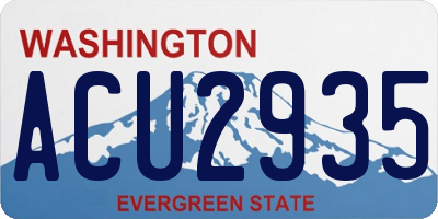 WA license plate ACU2935