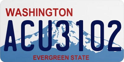 WA license plate ACU3102