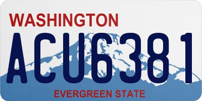 WA license plate ACU6381