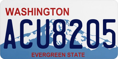 WA license plate ACU8205