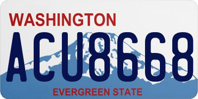 WA license plate ACU8668