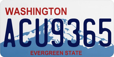 WA license plate ACU9365