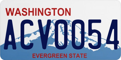 WA license plate ACV0054