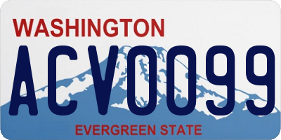 WA license plate ACV0099