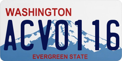 WA license plate ACV0116