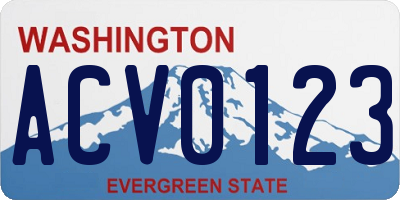 WA license plate ACV0123