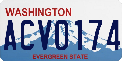 WA license plate ACV0174