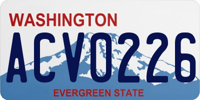 WA license plate ACV0226