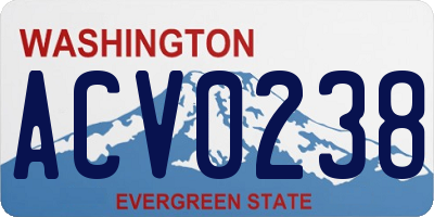 WA license plate ACV0238