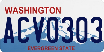 WA license plate ACV0303
