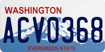 WA license plate ACV0368