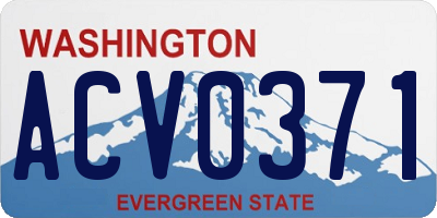WA license plate ACV0371