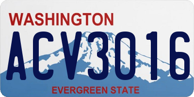 WA license plate ACV3016