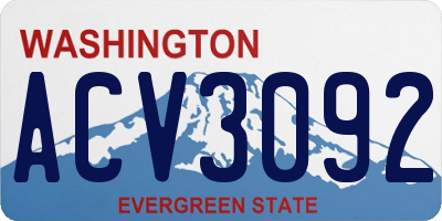 WA license plate ACV3092