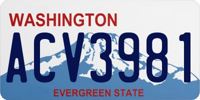 WA license plate ACV3981