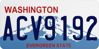 WA license plate ACV9192
