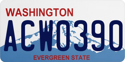 WA license plate ACW0390