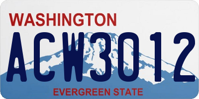 WA license plate ACW3012