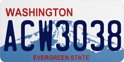WA license plate ACW3038