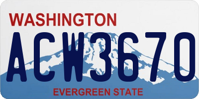 WA license plate ACW3670