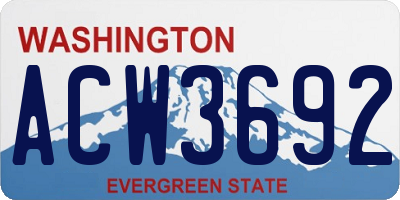 WA license plate ACW3692