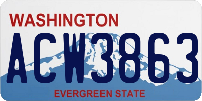 WA license plate ACW3863