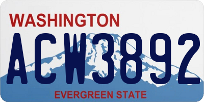 WA license plate ACW3892