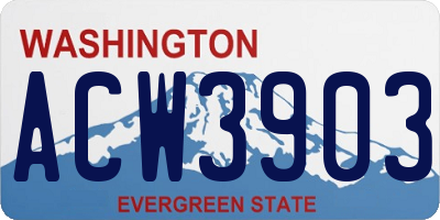 WA license plate ACW3903
