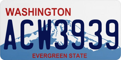WA license plate ACW3939