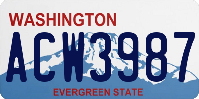 WA license plate ACW3987